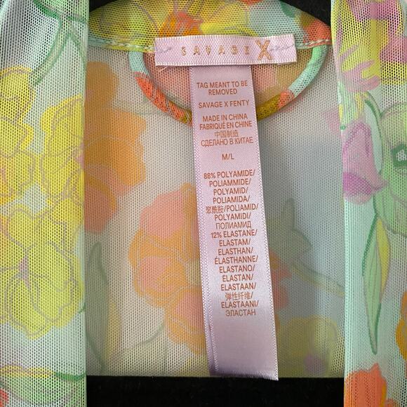 Savage X Fenty Women's size Medium / Large Floral Free Spirit Full-Length Robe - Picture 4 of 11